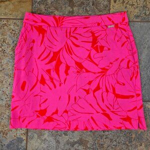 Rafaella Size Small Pink Red Floral Skort Elastic Waistband Front Pockets